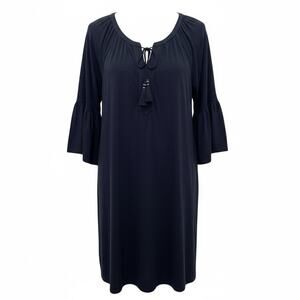 Lilly Pulitzer Size M Del Lago Tunic Navy Dress Tassel Ties Bell Sleeve Beach